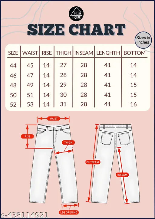 Dark blue cotton men's regular fit jeans, ideal for casual, party, office wear. Size chart available