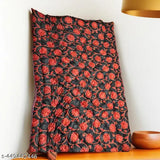 Black and red floral quilt, black cotton fabric