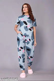 Women's printed pyjama night suit, short-sleeve polycotton top and bottom set, available in XS (35/23/25), S (36/24/26), M (38/24/28), L (40/25/30), XL (42/25/32)