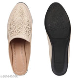 Synthetic leather, open back printed bellies, women's casual footwear from India