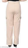 Women's solid denim cargo pocket pant, size 28/30, India-made