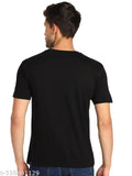 Navy blue cotton printed half sleeve men's t-shirt, vibrant design on display
