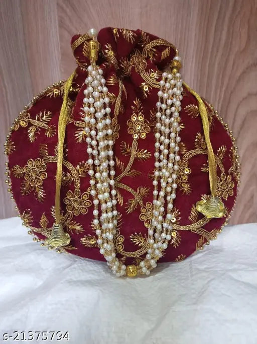 Embellished net fabric pouches, free size Indian women's accessory