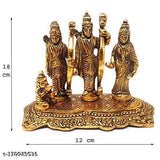 Multicolor metal Ram Darbar statue with Sita Laxman and Hanuman, 16cm x 13cm x 8cm, traditional Indian pooja room decor