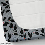 White & cotton blend safari-patterned single bed fitted sheet with pillow cover (60x90.5), ideal for summer adult use. 3D printed design