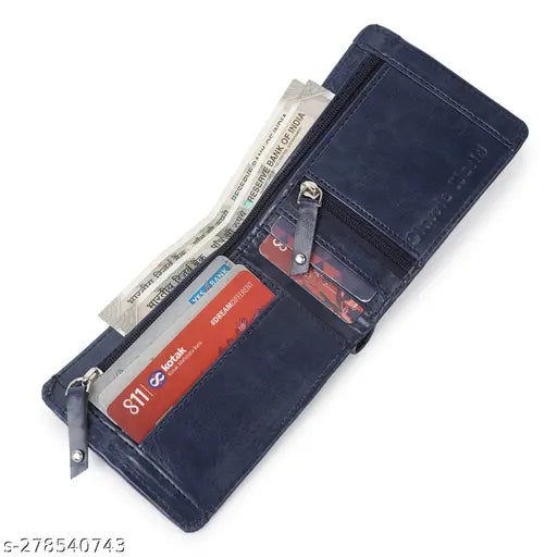Solid faux leather bi-fold wallet, perfect for daily use with 2 compartments and coin pocket. Ideal gift for men, handcrafted in India