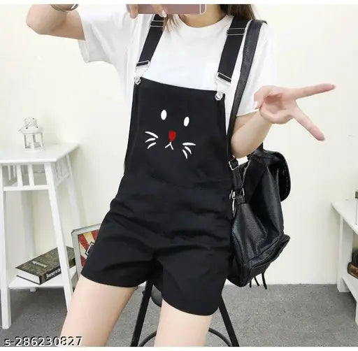 Printed cotton blend dungarees for women and girls
