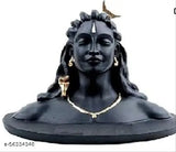 Black resin Adiyogi Shiva God idol for car dashboard or living room, with a crescent moon top. Perfect gift for home decoration or special occasions." (124 characters)