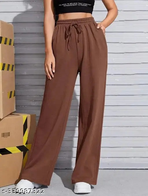 Brown dori fabric high waist pants