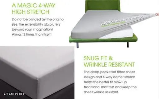 Glace cotton botanical-patterned double elastic bedsheet & 2 pillow covers, ideal for summer - Geeta Enterprises
