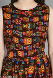 Brown owl-print crepe jumpsuit for women and girls, versatile and stylish clothing on hanger