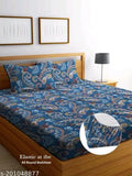 Fitted Glace Cotton Double Bedsheets with 2 Pillow Covers - Superfine, designer style bed sheets in elegant colors for summer, ideal for adults on hard surfaces