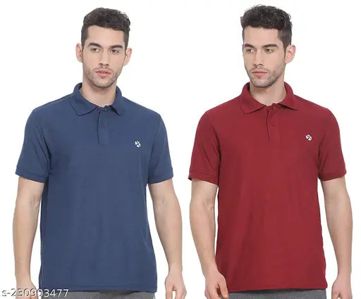 LUX Men's Solid Polo Multicolor Tshirts