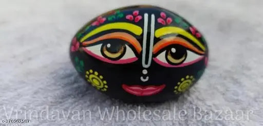 Marble ISKCON Painted Shaligram Stone, symbol of Lord Vishnu from Nepal for home temple and gifting