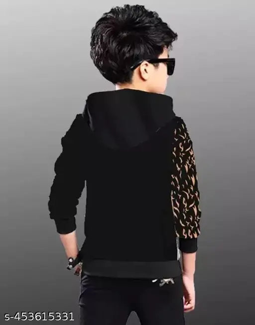 Kids Boys Hooded neck Pure Cotton Printed Regular Fitted T Shirt