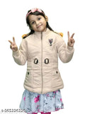 Tan kids' padded jacket with chain accents