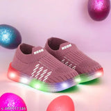 Breathable canvas shoes for Little Champ and Cindrella's LED light slip-on sneakers, onion color, suitable for summer and winter, age 1-5 years