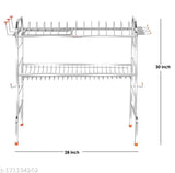 Stainless steel over-sink dish drainer rack with 2 shelves, space-saving kitchen utensil organizer, 30x28 inches