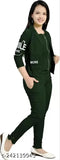 Green two-piece dress set for girls in various age groups, casual and party styles with print designs