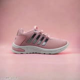 Stylish mesh jogger shoes for girls and women, printed design, lace-up fastening