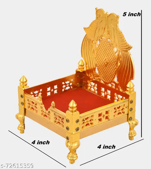 Metal Bal Gopal Singhasan with Chhatra, 12cm x 16cm x 12cm home temple puja accessory