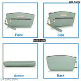 Sea green leather clutch with zip closure and side pocket
