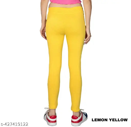 Cotton blend solid color KARARO Woman L Pocket Jeggings - Perfect for yoga & workout, breathable & stretchy with mid-waist design