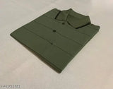 Striped cotton short sleeved men's t-shirt in trendy polo neck style, very good quality from India