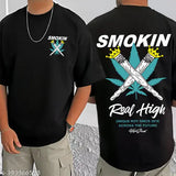Black cotton graphic printed oversized men's t-shirt, XS (34 in chest, 26 in length). Perfect for casual wear or sports activities