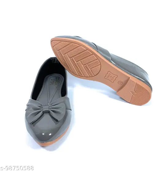 Patent leather women's belly ballet flats - ComfortsSteps solid design, slip-on style, available in sizes IND-4 to IND-8 (made in India)