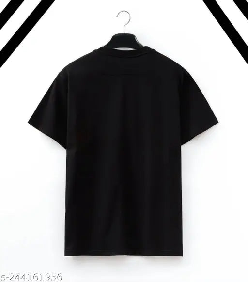 Black cotton smile emoji printed men's t-shirt, daily wear for summer. Breathable, soft, and fun design." (123 characters)