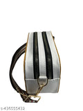 A white and black satin fabric belt