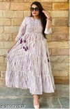 Rayon tie-dye gown for women & girls, vibrant Indian design with three-quarter sleeves