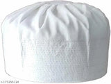 Black & white cotton Islamic cap pack (2), traditional Muslim prayer skull cap for men, India origin