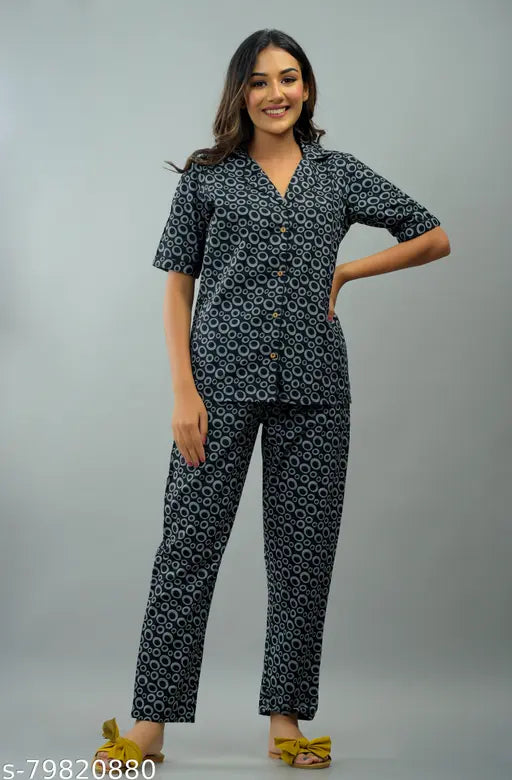 Cotton printed nightsuit, jaipuri nighty for women, pure cotton nightdress with short sleeves
