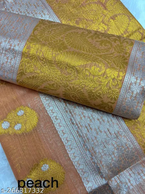 Assamese Zari Woven Cotton Mekhela Chador, free size, machine made