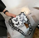 Black butterfly print women's crossbody purse