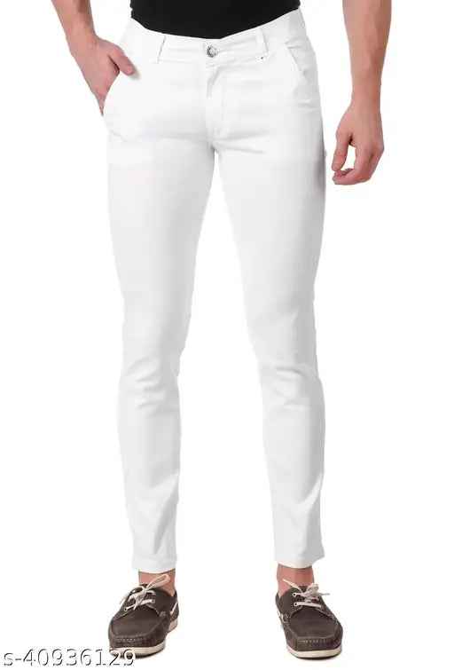 Men's white denim jeans, Jac Fashion Exclusive (pack of 1), solid fit with no fade