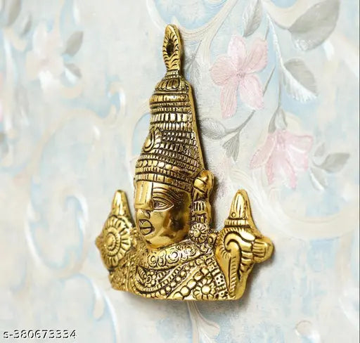 Golden 16cm Tirupati Balaji Sri Venkateswara idol, decorative home temple gift item