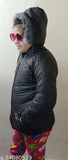 Girls' latest collection jacket with black lining and fur hood