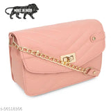 Pink women's slingbag, quilted design, metal zip closure
