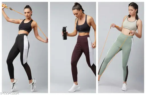 Green Shade striped net lycra jeggings for women, fully stretchable and best for gym