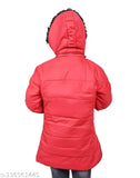 Red puffy jacket with hood, girls special edition
