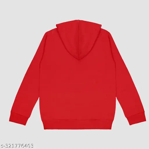 Silver Fang Kid's Solid Hood Red Sweatshirts & Hoodies