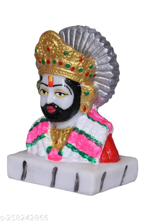 Gold idol of Morater Khatu Shyam Ji, religious puja gift item, vastu decoration