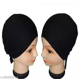 Two cotton hijab caps, one with black headband