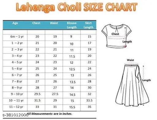 Rayon kids choli set with heavy ethnic motif lehenga, suitable for weddings and parties for little girls aged 3-12 years
