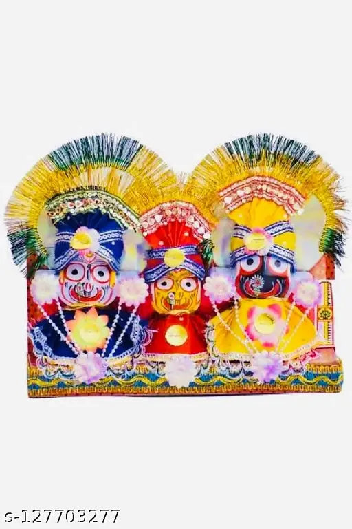 Handcrafted ceramic showpiece: Idols & Figuriness of Lord Jagannath, Balabhadra, and Devi Subhadra in marble, Indian artifact for home decoration