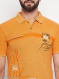 Men's printed cotton blend polo collar t-shirt with short sleeves, country of origin: India