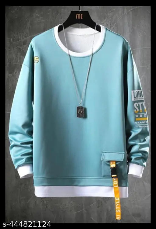 Trendy cotton-blend long sleeves men's t-shirt, solid color, size S (18in/26in), made in India